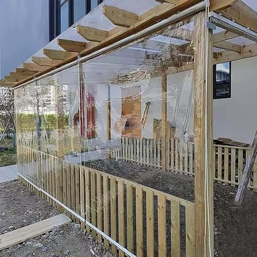 MAYFABD Transparente Rollo Fensterläden Seitenzug Rollo wasserdichte PVC Rollläden Winddichter Vorhang aus Kunststoff Wetterfest für Outdoor Balkon Terrassen Tür Breite x Höhe,200 * 200cm