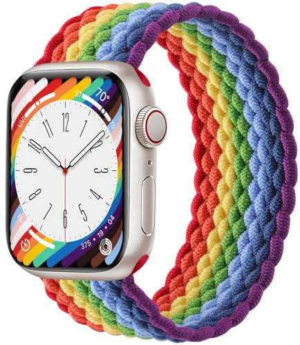 Zedoli Flätad soloslinga kompatibel med Apple Watch Band 38 mm 40 mm 41 mm 42 mm 44 mm 45 mm 49 mm kvinnor män, stretchig nylon solace sport elastisk rem för iWatch serie 9 8 7 6 5 4 3 2 1 SE