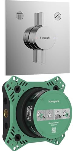 hansgrohe DuoTurn E Bundle - DuoTurn E Duscharmatur Unterputz für 2 Verbraucher Chrom + iBox universal Grundkörper für Unterputz-Installation