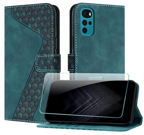 JayModCase Funda para Motorola Moto G22, PU Piel Flip Carcasa con [Moto G22 Protector de Pantalla] Cierre magnético Soporte Plegable Tarjetas y Cartera (Verde)