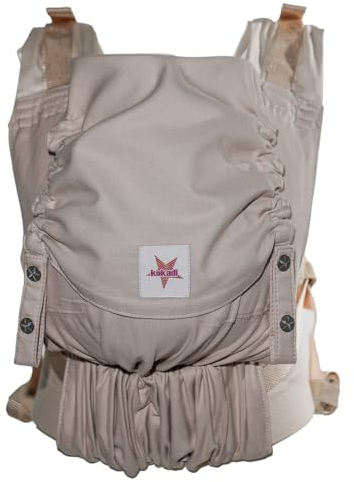 KOKADI Babytrage Flip Just Cream (Unisize) – Ergonomisch & sicher - handgefertigt aus 100% Bio-Baumwolle – Ab Geburt bis 15 kg, einfach anzulegen, ideal für den täglichen Gebrauch – Beige