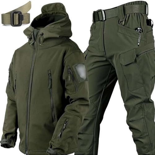 Generisch Militärische Softshell-Anzüge Taktische Jacke Und Hose Armee-Kampfanzug Wasserdichtes Camouflage-Uniform-Set FüR Männer Jacke Hose Jagdbekleidung Draussen Kapuzenpullover,D,M