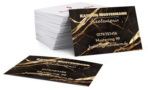 Visitenkarten erstellen mit Foto, Text und Logo - Visitenkarte selbst gestalten - 1.000 Stück, Design: Marble Schwarz - 300g Bilderdruck matt - Business Cards Online gestalten