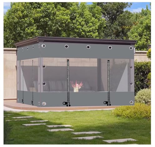 Transparent zipper tarpaulin,Clear Tarp with Grommets Thick Vinyl Cover,Outdoor Tarp Curtains with Zipper Door,Transparent Waterproof Curtains for Pergola,for Gardening(H2.6xW6m/H8.5xW19.6ft)