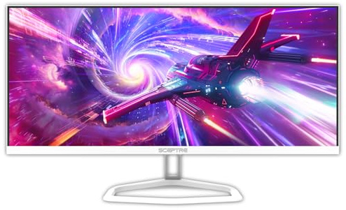 SCEPTRE IPS 30-inch Gaming Monitor 2560 x 1080 DisplayPort x2 HDMI x2 up to 210Hz 1ms Ultra Wide/Slim Build-in Speakers, Tesla-White 2025 (E305B-FU200TW)