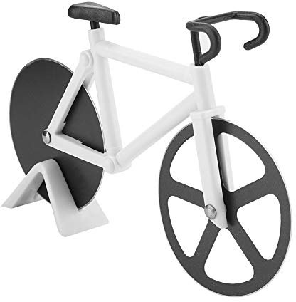 KIMISS Cortadora de Pizza en Forma de Bicicleta, Rueda de Corte de Acero Inoxidable con de Polipropileno Apto para Uso Alimentario, Cortador de Pizza de Doble Rueda, Ideal para Amantes