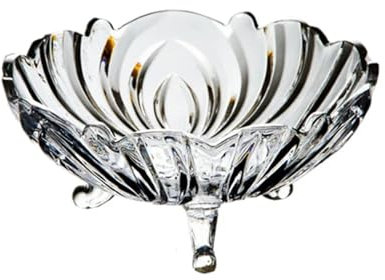 YGLEEULI Coupe à Fruits en Verre Cristal Bol en Verre Cristal, Assiette à Fruits, Seau à Fruits à Trois Pieds, Salon à Pieds Hauts, ménage(Transparent)