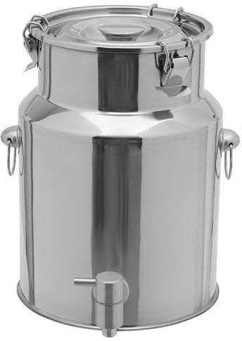 Bidon Alimentaire 5l/10l INOX avec Robinet 201,Pot À Lait INOX avec Couvercle Seau INOX avec Couvercle Réservoir Scellé en Acier Inoxydable TU,Capacity-7L
