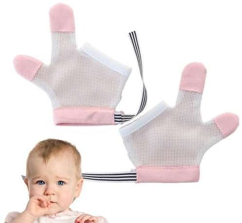 Stop Thumb Sucking for Kids - Protezione per pollice per succhiare il pollice, 1 paio di protezioni per dita resistenti ai morsi, guanti traspiranti anti-suzione per bambini, tappo regolabile