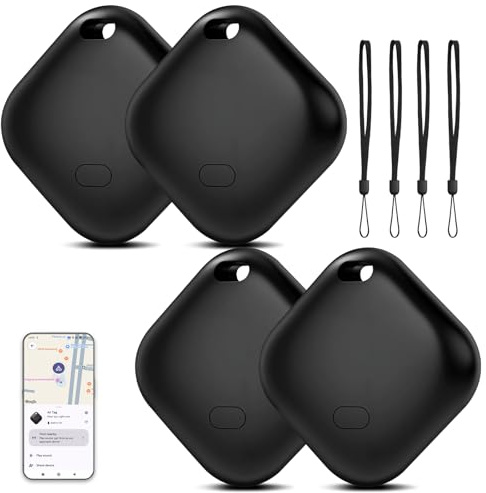 4 Stück Smart Tag for Android, Schlüsselfinder KeyFinder kompatibel mit Google Find My Device(Android NUR), Bluetooth-Tracker für Koffer, Rucksäcke, Geldbörsen