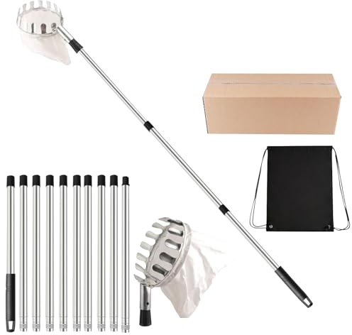 Kustimantu Canna Raccolta Di Frutta Con Cestino - Raccoglitore Di Verdure Portatile,Attrezzatura Ergonomica Per Orto E Giardino Esterno