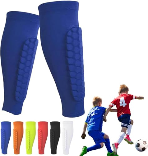 Protege Tibia Enfant, Manchon Protege Tibia Foot, Protège-Tibias pour Enfants Et Adulte Adaptés pour Les Sports De Plein Air, Équipement De Protection Ski, Sport, Football,1 Paire (Bleu, M)