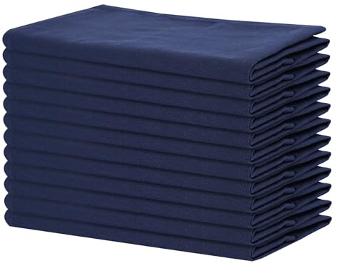 Sweet Needle - Pack of 12-100% Cotton Oversized Dinner Christmas Napkins 45 CM x 45 CM (18 IN x 18 IN), Navy - Heavy weight fabric for daily use with Mitered corners finish, Navy
