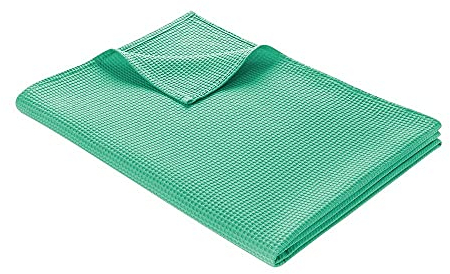 WOHNWOHL® Coperta leggera in cotone waffle piqué (150x200 cm) • Plaid estivo 100% cotone • Coperta da divano leggera • Facile da lavare • Copriletto decorativo • Colore: Verde menta