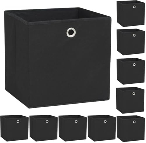 vidaXL Aufbewahrungsboxen 10 Stk. Vliesstoff 32 x 32 x 32 cm Schwarz