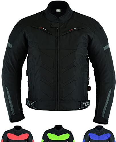 Texpeed Chaqueta moto hombre 4 estaciones con protecciones - Impermeable de motociclista con armadura CE (EN 1621-1) - Verano/invierno Negro - 3XL