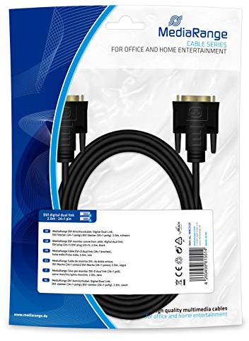 MediaRange DVI-D Dual-Link Monitorkabel 24+1, 2 m Schwarz | DVI-D 24+1 | Dual Link | 2 m | Schwarz | für PC & Monitor.