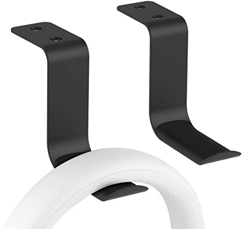 GEEKRIA Support Mural pour Casque/écouteurs en Aluminium, Crochet pour Casque Gaming, Support Mural sous Le Bureau pour Tous Les Casques (2 pièces), Noir