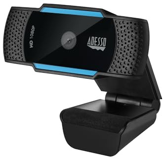 ADESSO CyberTrack H5 - Webcam HD de 1080p con Enfoque automático, micrófono Dual, cancelación de Ruido y conexión USB