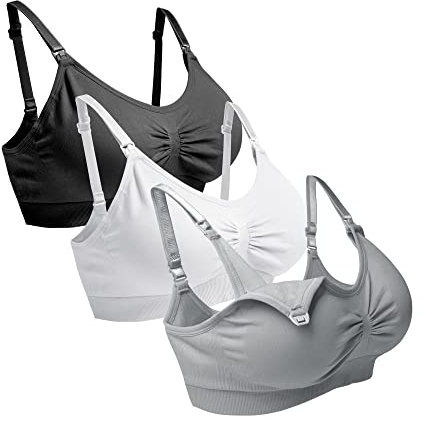 O-WareBaby Maternity Nursing Bra Seamless Breastfeeding Bras for Women 3 Pack S-XXL