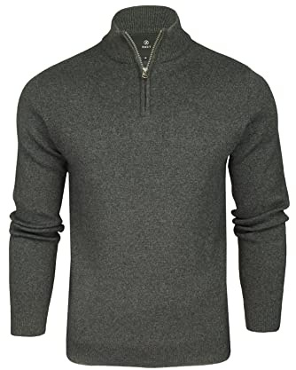 Xact Pull Zippé 1/4 Homme en Coton Majoritaire, Col Montant Demi-Zip, Pull Léger et Confortable, Style Décontracté Chic, Idéal Automne Hiver (Dark Grey Marl) XL