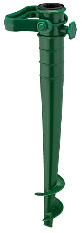 Relaxdays Puntale Reggi Ombrellone, Trivella a Vite, Infilare e Avvitare, con Manico, Prato e Spiaggia, Plastica, Verde, 43 x 10 x 6,5 cm