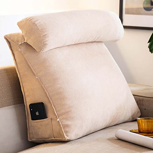 OBTUSS Wedge Pillow Triangular Reading Pillow Cushion with Adjustable Neck, Back Support Backrest Cushion for Sofa Bed, Headboard Lumbar Support Pillows