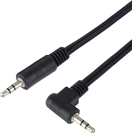PremiumCord Klinkenkabel 5m, Klinkenstecker 3,5mm, StereoJack Stecker auf Stecker 90°, Aux Headset Audio Verbindungskabel, Für TV Handys MP3 HiFi, geschirmt, Farbe schwarz