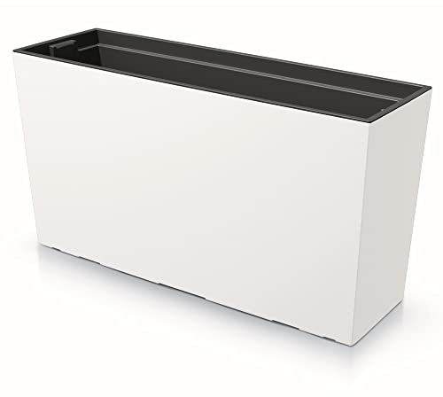 botle Jardinière avec bac à fleurs en plastique - 77 x 40 cm - Blanc - Structure lisse - Grande taille - Avec 2 stabilisateurs - Résistant aux UV - Pour l'intérieur et l'extérieur