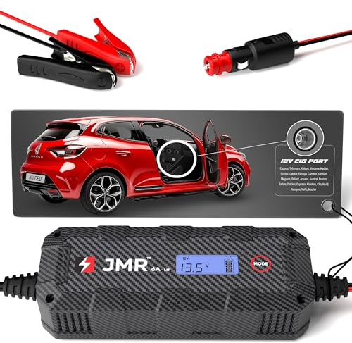 JMR Batterieladegerät für Renault Espace Talisman Koleos Megane Kadjar Scenic Captur Twingo Climber Kardian Mégane Alle Modelle Autobatterie Ladegerät Erhaltungsladegerät (Lithium-Modus hinzufügen)