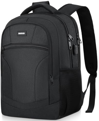 BIKROD Sac à dos pour homme, sac à dos d'écolier, sac pour ordinateur portable 15,6, Noir , 15,6, Unique
