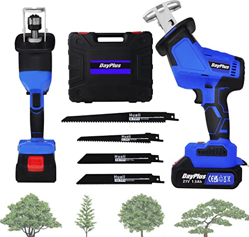 680W 21V Electric Saws to Cut Wood and Trees, Brushless Reciprocating Saw Portable Lightweight Meat/Bone/Metal/Tree/Wood Scorpion Saw, 3X Wood Cutting Blade, 1x Metal Cutting Blade
