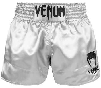 Venum Herren Classic Muay Thaibox Shorts, Silber/Schwarz, XS EU