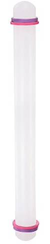 sourcing map Fondant Rolling Pin 20 Inch x 1.38 Inch Adjustable Guide Rings Non-Stick PP Plastic Fondant Roller Dough Roller Kitchen Decorating Tools for Cookie Pastry Pizza Clay