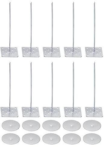 PATIKIL 50 Paquet 3.2 pouce Perforé Isolant Epingles avec Ronde Rondelles | Aluminium, Isolant Clou Mur Cheville pour Fixation Mousse Plaques à Mur ou Plafond