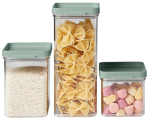 Mepal Vorratsdosen mit Deckel 3er-Set - Vorratsbehälter Luftdicht & Stapelbar - Küchenaufbewahrung & Organisation - Spülmaschinenfest - 700 ml, 1100 ml & 2000 ml - Nordic sage