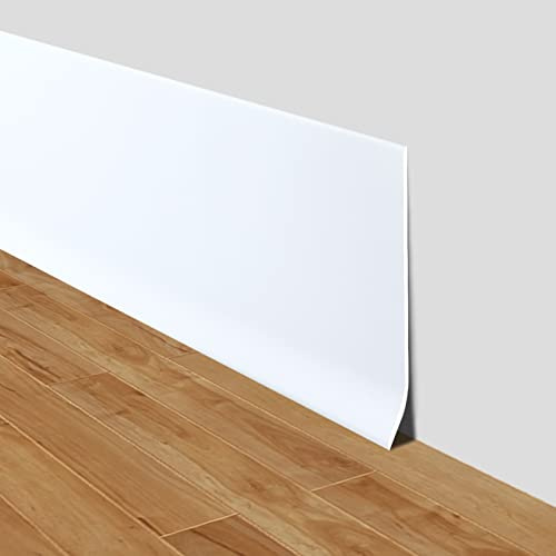Flexible Skirting Board Covers 10cm Wide Self Adhesive PVC Skirting Board Trim Wall Baseboard Molding Trim (White, 10cm×18m)