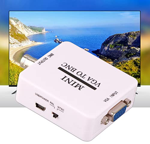Yctze Mini HD VGA to BNC Video Converter with USB 1920x1080 for HDTV, Monitors, TVs, Computers - Coaxial Output, Surroundings Input, Adapter Cable Included