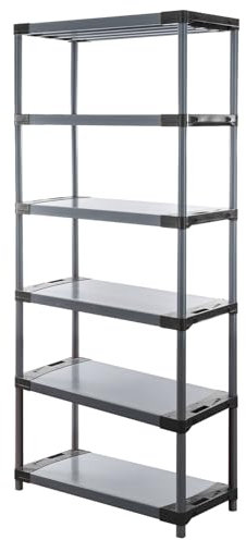 PROREGAL Kunststoffregal Big Grey Bear | Extra-Tall | HxBxT 220x110x46cm | Fachlast 160kg | Grau | Plastikregal Kellerregal Lagerregal Steckregal