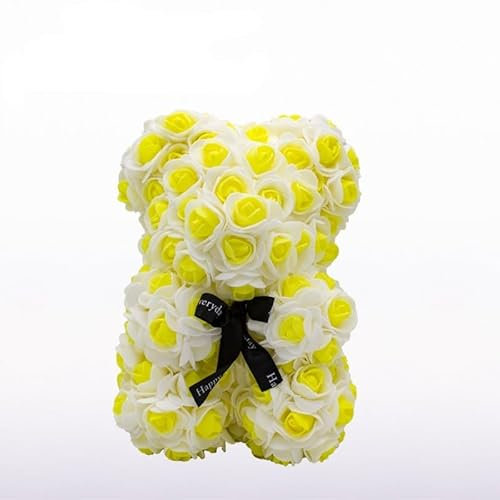 Rose, orso rosa, orsacchiotto Rosa, orsacchiotto, rosa, idea regalo per mamma, donna, regalo fatto a mano, orsacchiotto, rosa, orsacchiotto rosa,orsacchiotto, orsetto con scatola (giallo-bianco)