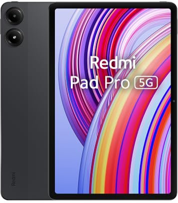 Xiaomi Redmi Pad Pro 5G 6+128GB Black with ring holder,Snapdragon® 7s Gen, HyperOS,12.1 120Hz 2.5K eye care display,10000mAh (typ) large battery, 33W fast charging(UK Version+2year warranty)