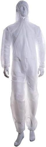 Buzo mono desechable capucha Talla 4XL blanco. Protección para Clínicas, Laboratorios, fábricas, Veterinarios, Granjas, Bricolaje…