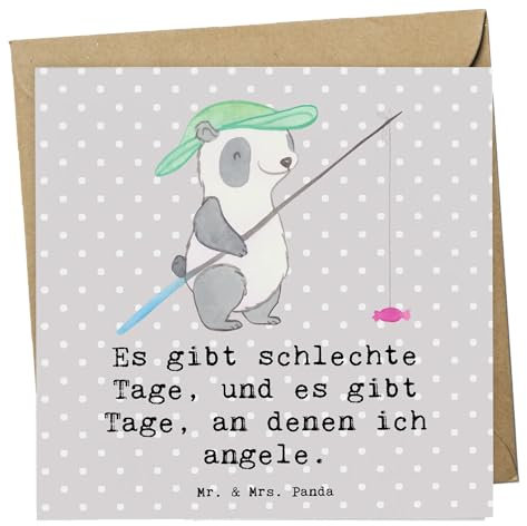 Mr. & Mrs. Panda faltkarte Panda Angeln - Geschenk, Angler, Angelsport, anlasskarte, Hobbyangler, Angelverein, gehen, Glückwunschkarte, doppelkarte, Klappkarte, Grußkarte