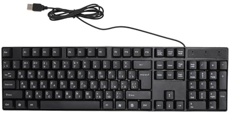 KIMISS für Russisch 0 K1800 Minderheitensprachentastatur mit 104 Tasten, ergonomisch gestaltete USB-Gaming-Tastatur für Büro, ABS-Material, 4,9 Fuß langes Kabel, Tastatur