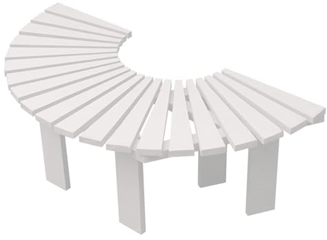 NEYTIIR Banco para Árboles al Aire Libre,Banco en Forma de Abanico de Madera Maciza,Banco semicircular Resistente a la Intemperie de Superficie Lisa,para Parque Patio Cubierta Césped.(Color:Blanco)