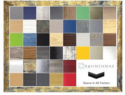 RahmenMax Skane Puzzlerahmen Bilderrahmen Posterrahmen 48x68 cm Blaugold meliert Passgenau Handgefertigt inklusive klarer Acryl Verglasung