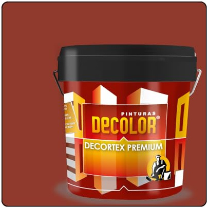 PINTURAS DECOLOR DECORTEX LISO PREMIUM - Pintura revestimiento impermeabilizante para fachadas. (14 litros). ROJO TEJA