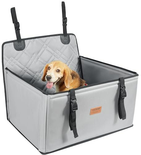 VEVOR Siège d'auto pour Chiens Petits Moyens Grands 18 kg, siège rehausseur imperméable pour Chien, avec Cadre de Support, Laisse de sécurité à Clipser, lit de Voiture pour Animal de Compagnie, Gris