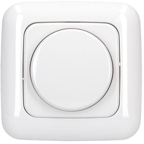 Busch-Jaeger Dimmer Set: 2511-214 Abdeckrahmen 1-fach + 2115-214 Zentralscheibe mit Drehknopf + 6523 U-102 Drehdimmer Alpinweiß Reflex SI