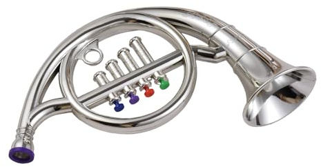 Solinder Waldhorn Waldhorn mit 4 farbig codierten Tasten, musikalische Blasinstrumente für Kinder, umweltfreundliches ABS, frühpädagogisches Nachahmungshorn für Kinder und Kleinkinder